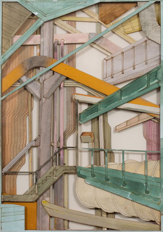 Industrial landscape (Paper relief Drawing)